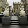 Львы на львином мосту в Санкт Петербурге